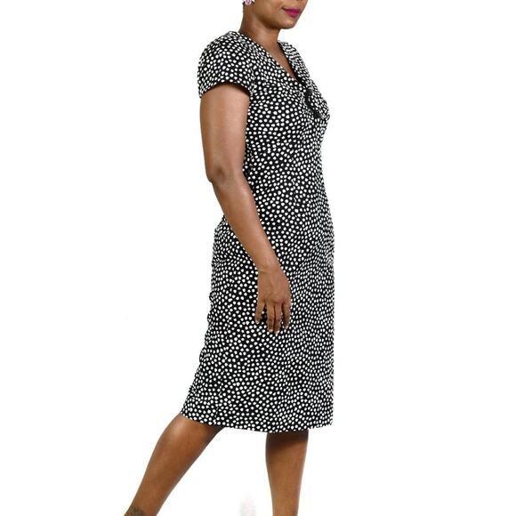 Vintage Howard Wolf Dress Black and White Cap Sleeve Shoulder Pads Dotted Small - Picture 8 of 12